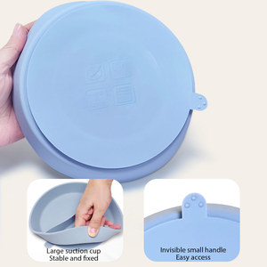 Ensemble de vaisselle en silicone avec ventouse et logo personnalisé, style minimaliste, couleur personnalisable, <span class=keywords><strong>assiette</strong></span> d'alimentation anti-fuite, vaisselle pour bébé - Product Image 6