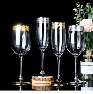 Bicchiere di vetro con bordo in oro bicchiere di vino rosso tazza di Brandy placcato in oro smerigliato e argento con bordo bocca di vetro oro vino