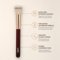 Pinceau de maquillage à poils fins de qualité supérieure avec manche en bois et virole en aluminium épaissie, fibres ultra-fines de 0,07 mm, 16,5 cm