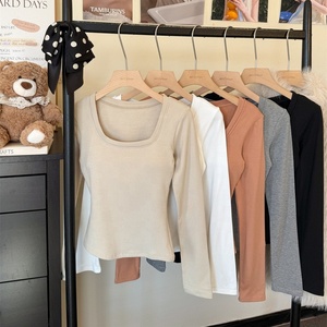 <span class=keywords><strong>Maglietta</strong></span> Donna a Maniche Lunghe con Reggiseno Integrato, Top Base Solido per Primavera e Autunno 2026, con Imbottitura sul Petto, Stile Hot Girl - Product Image 2