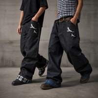 Jean en denim délavé personnalisé, coupe ample, effet vieilli, déchiré, jambe large, style baggy évasé pour homme