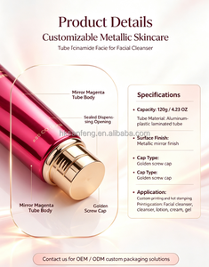 Tubo Cosmético de PE Magenta Personalizado con Tapa Dorada de Rosca para Limpiador Facial y Cuidado de la Piel - Product Image 3