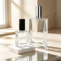 Flacon de parfum vide en verre transparent carré, atomiseur de parfum rechargeable, flacon cosmétique pour emballage de parfum et d'huiles essentielles