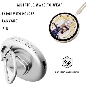 Badge numérique en plastique de 1,8 pouce avec LED clignotante pour vidéo/photo, personnalisable, style découpé, imprimé, pour sacs de mode, avec épingle de sécurité - Product Image 2