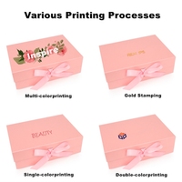 Boîte cadeau pliante de luxe avec couvercle magnétique rose, finition brillante mate personnalisée avec logo imprimé UV pour l'emballage de chaussettes