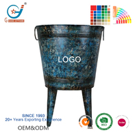 Jardinière en métal galvanisé de 7,8 gallons avec support pour plantes d'intérieur et d'extérieur