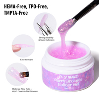 RS Nail Factory Vente en gros 8 couleurs Gel de construction pailleté translucide auto-nivelant effet brocart étoilé Gel UV de construction pour ongles