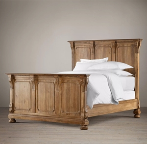 Cama Doble de Madera Maciza Estilo Americano Rústico, Cama Matrimonial para Dormitorio Principal, Villa, Hotel, Personalizable - Product Image 4