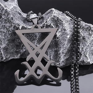 Colgantes góticos de acero inoxidable con sello de Lucifer para hombre, joyería satánica, oscura, oculta, esotérica, pagana, satánica, con cadena - Product Image 4