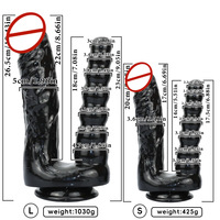 Vente en gros d'usine : Dildo monstre extra-large noir double-tête ultra-long souple réaliste étanche pour jouets sexuels