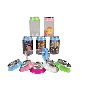 High Quality PET Juice <strong>Can</strong> <strong>with</strong> Custom Sticker for Beverage Packaging 90ml Colorful Jar Childproof Lid Candy Sugar - Product Image 1