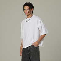 T-shirt Oversize en Coton 260 g/m² Streetwear Gris Délavé à l'Acide Coupe Boxy Courte avec Logo Personnalisé pour Homme