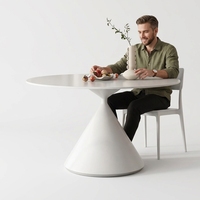 Table de salle à manger minimaliste italienne, blanc pur, pour petit appartement, table de salle à manger ronde
