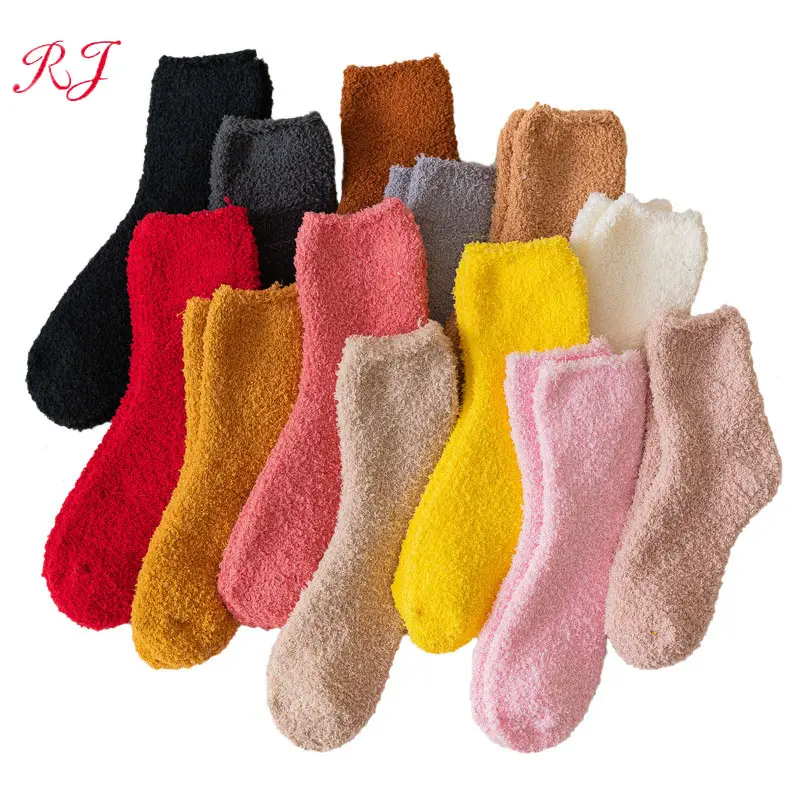 RJ Winter Fluffy Womens Socks Cozy Soft Elastic Coral Velvet Socks Indoor Floor warm fuzzy Socks for women