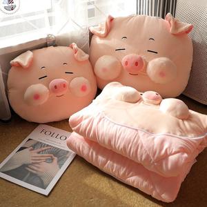 Pig Shaped Pillow Quilt Two In One Office Nap Car Blanket Soft Plush Cushion With Filling Synthetic Fiber - Product Image 2