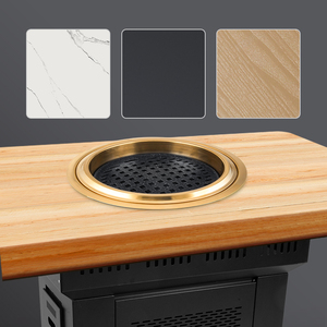Mesa de <span class=keywords><strong>barbacoa</strong></span> de restaurante coreano con soporte de hierro reforzado grueso Mesa de olla caliente con tapa de mármol <span class=keywords><strong>para</strong></span> uso comercial - Product Image 2