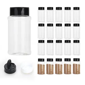 PET Empty Plastic Container Pepper Salt Jar With Flapper lid Seasoning Bottles Spice Shaker 85ml