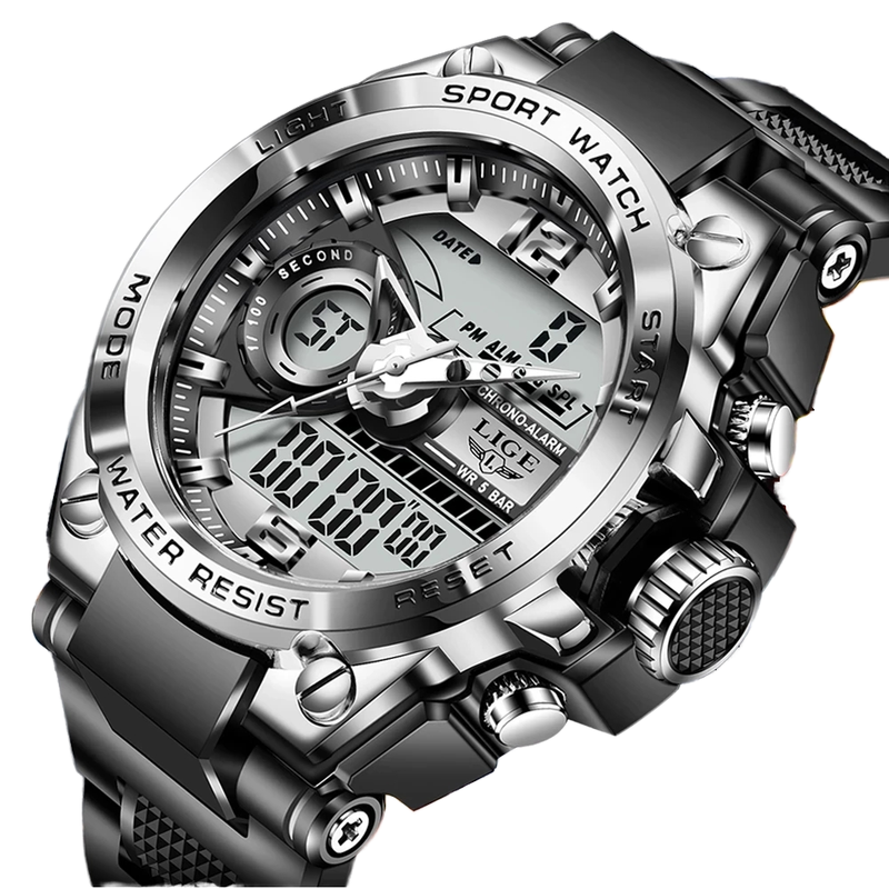 SHUAIKE Men s Dual Time LED