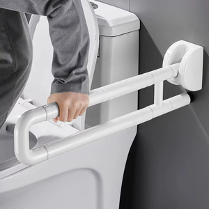 YJL Maniglia di Sicurezza per <span class=keywords><strong>Bagno</strong></span> in ABS Bianco e Acciaio Inox, 600mm, Supporto Ribaltabile per Anziani e Disabili - Product Image 1