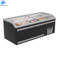 Congélateur coffre commercial à vitre incurvée 500L-700L, vitrine à glaces à porte coulissante pour supermarché