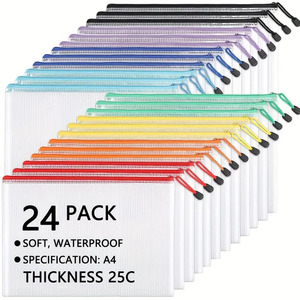 Bán Hot B4 Zip ví và rõ ràng B4 Zip khóa tài liệu thư mục da và PP nhựa lưới dây kéo túi zippered tập tin thư mục - Product Image 5