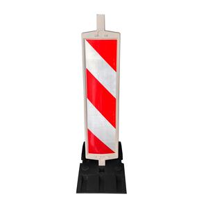 Postes delineadores de tráfico de panel vertical Cinta reflectante blanca y roja con base de goma negra Barrera de seguridad de autopistas de 43 pulgadas - Product Image 1