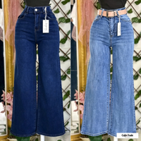 Jean cargo en denim décontracté coupe ample et large pour femme, taille haute, longueur intégrale, en coton et élasthanne, collection printemps