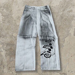 กางเกงยีนส์ผู้ชายทรงหลวมแบบใหม่ ดีไซน์พิเศษ ขากว้าง ทรงแบ็กกี้ แต่งขาดๆ คุณภาพสูง - Product Image 3