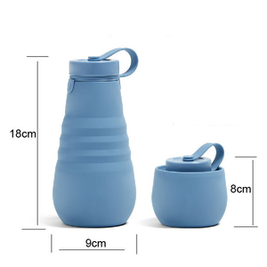 20oz Collapsible Silicone <b>Water</b> <b>Bottle</b> for Travel Hiking Camping Portable Leakproof BPA-Free <b>Foldable</b> Sports <b>Bottle</b> - Product Image 2