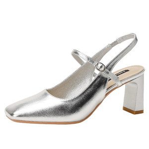 Sandali Mary Jane da <span class=keywords><strong>Donna</strong></span> con Tacco Spesso 2026 Nuovi Semplici di Alta Gamma Rosa <span class=keywords><strong>Nude</strong></span> con Punta Quadrata e Chiusura a Fibbia - Product Image 5