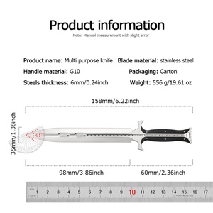 มีดปาล์ดีน DIY เกรดกลางแจ้ง ใบมีดคงที่ ด้ามจับ G10 ใบมีดตรง สแตนเลส ปลายแหลม ปรับแต่งได้ตามต้องการ สำหรับการตั้งแคมป์ - Product Image 6