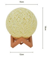 Lampe de nuit boule lune rotin USB 15cm à gradation progressive Globe rond à gradation lampe de table LED pour chambre chevet hôtel décoration