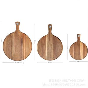 Solid Wood Pizza <b>Pan</b> Round With <b>Stand</b> Steak Plate Acacia Wood Cutting Board Fruit Tray Party Use - Product Image 4