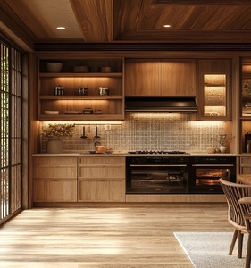 Set di Mobili da Cucina Moderni in Legno Impiallacciato con Ante Sottili Stile Shaker Scanalate - Product Image 1