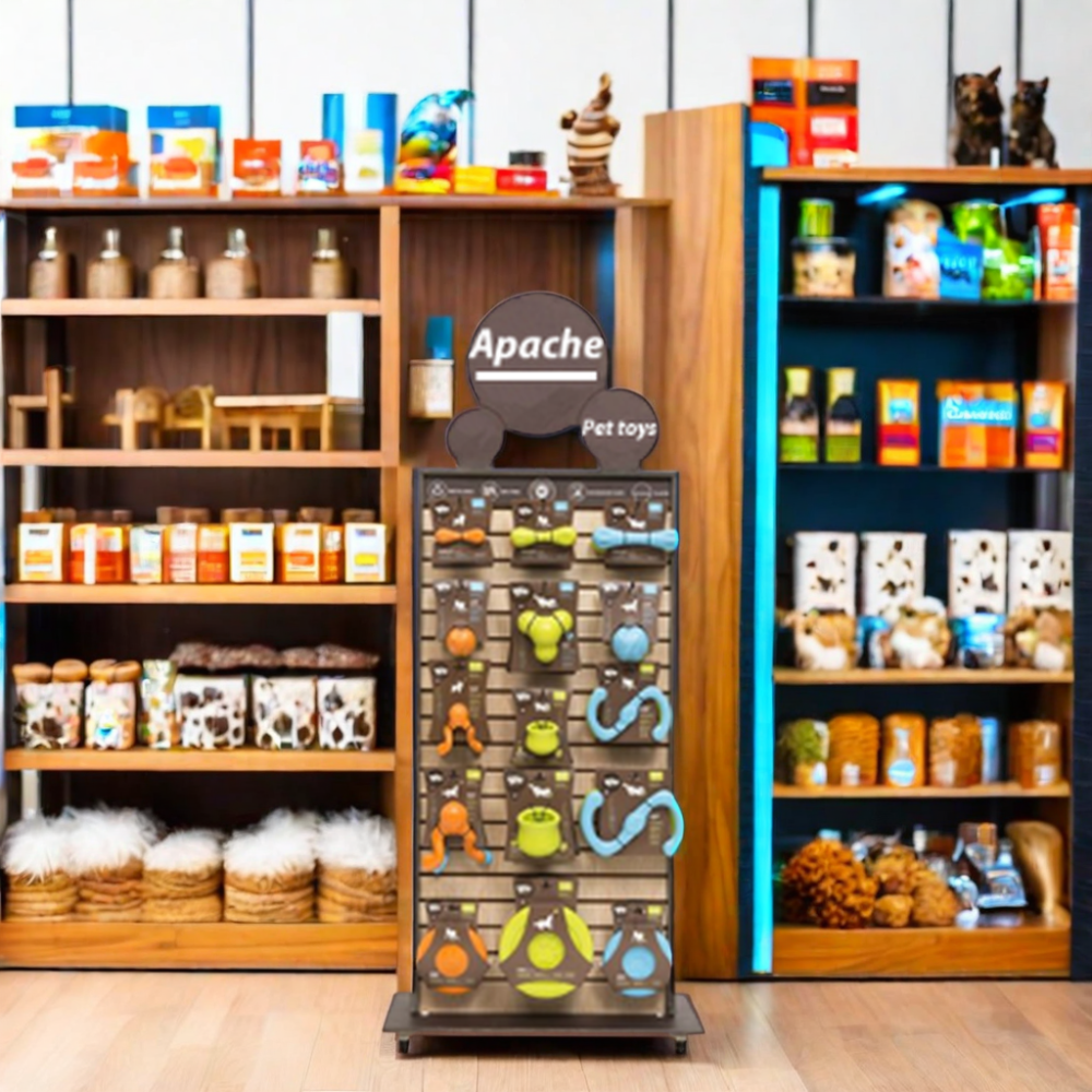 Apache Customizable Modern Wooden Display Racks Painted for Pet Food and Toy Storage for Pet Shop Display — view 6