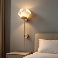 Lampe murale LED vintage minimaliste italienne en fer et marbre, design français noir, pour chambre et salon, ambiance élégante