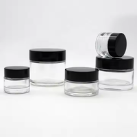 Ventes chaudes - Pot en verre rond sérigraphié de 15/30/50 ml avec couvercle noir pour crème pour les yeux, gouttes pour les yeux et crème pour le visage