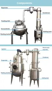 Paslanmaz çelik tek etkili alkol kurtarma konsantrasyonu/vakum evaporatör buharlaşma makinesi