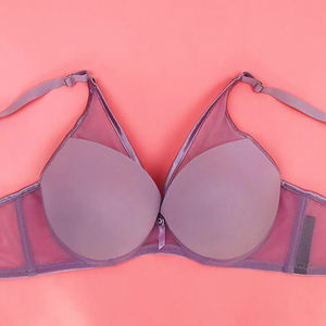 Sexy malla transpirable espalda-hermosa ropa interior para mujeres con <span class=keywords><strong>pechos</strong></span> <span class=keywords><strong>grandes</strong></span> y <span class=keywords><strong>pechos</strong></span> <span class=keywords><strong>pequeños</strong></span> Copa gruesa sujetador push-up y conjunto de bragas - Product Image 5