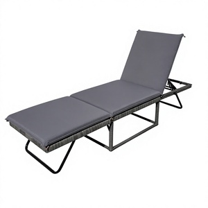 Chaise longue en rotin réglable moderne à prix d'usine, KD avec coussin, pour jardin, piscine, cour, terrasse, style contemporain - Product Image 1