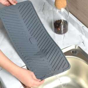 Silicone Drain Mat L Size Oval BPA Free Kitchen <b>Drying</b> <b>Rack</b> Tableware Mat - Product Image 4