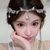 Mahkota Pengantin Bentuk Daun Vintage Berkualitas Tinggi, Aksesoris Kepala Elegan Berbahan Alloy dengan Hiasan Kuarsa Bening, Cocok untuk Ulang Tahun dan Liburan
