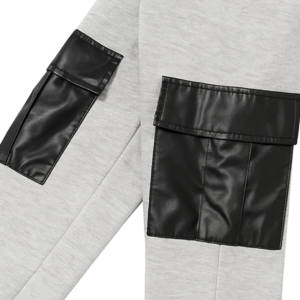 Vente en Gros Vêtements de Mode pour Enfants Ensemble 2 Pièces pour Garçon Décontracté avec Sweat à Capuche Zippé à Motif Uni et Pantalon Multipoches en Molleton Éponge Couleur Personnalisée - Product Image 3