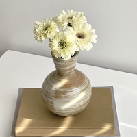 Ensemble de vases décoratifs en céramique pour la maison, finition brossée beige et blanc, style rustique moderne