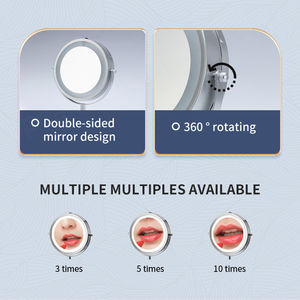 Espejo de maquillaje de aumento iluminado de tocador de mesa clásica MARCO DE Metal redondo espejo cosmético de escritorio Led - Product Image 2