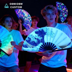 Éventail pliant lumineux UV personnalisé de 13 pouces, grand format, en bambou, pour décoration de festival, accessoires de festival - Product Image 5