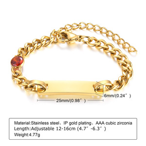 Dropshipping 14k <span class=keywords><strong>oro</strong></span> placcato in acciaio inossidabile Birthstone braccialetto personalizzato nome bambino braccialetto - Product Image 6