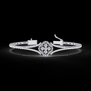 Pulsera de Diamantes Cultivados en Laboratorio con Diseño Floral para Mujer, Certificada por IGI, Plata de Ley 925, Oro Blanco de 10K y 14K, Eslabones Ovalados, Joyería Fina - Product Image 5