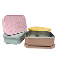 Boîte à lunch carrée en acier inoxydable 304 de haute qualité, de qualité alimentaire, à un seul niveau, avec couvercle en plastique, réutilisable, anti-fuite, verte