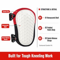 Genouillères pour ouvriers du bâtiment, coque en nid d'abeille, rouge et noir, boucle à dégagement rapide pour les travaux de carrelage, de pose de revêtements de sol et de moquettes